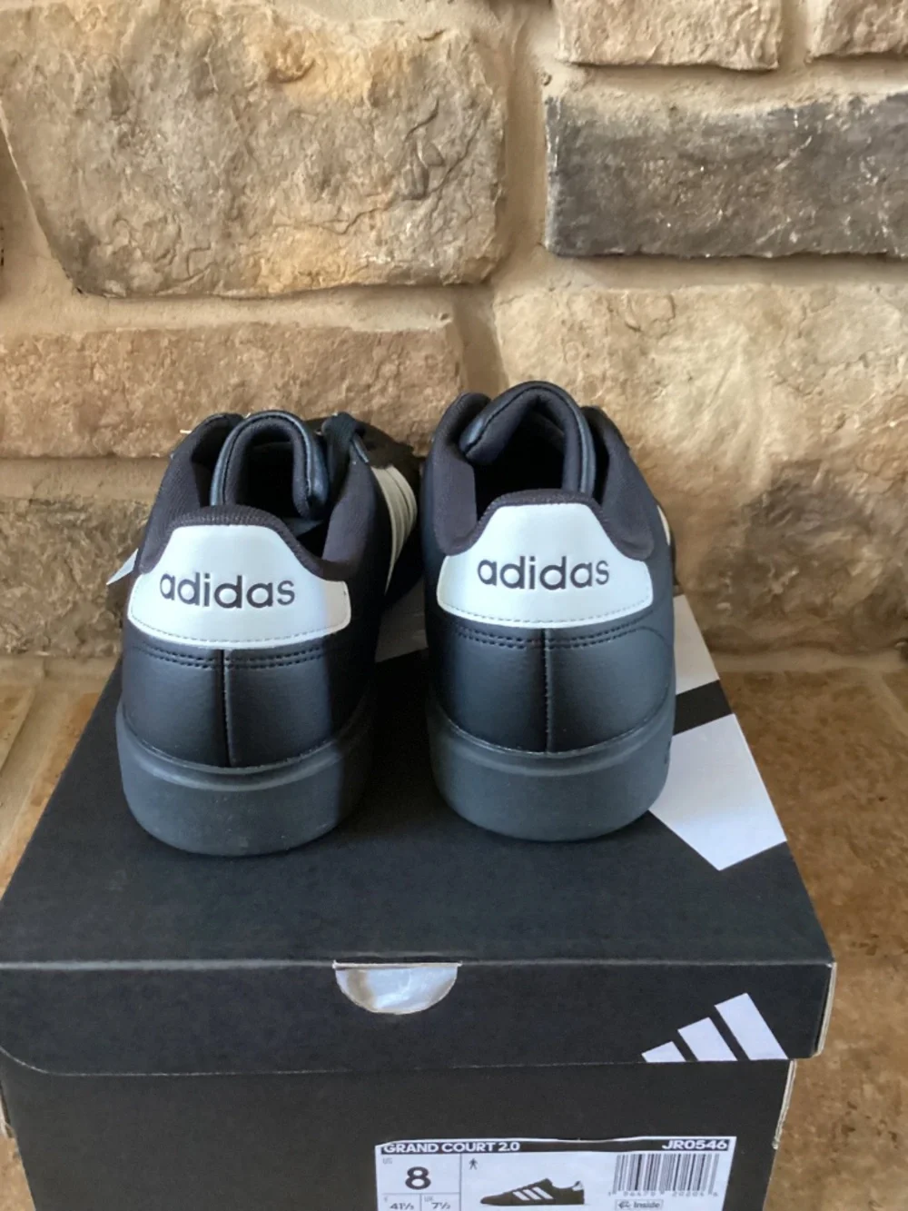 Adidas Grand Court 2.0 Men 8‎ Black Sneakers JR0546 New In Box